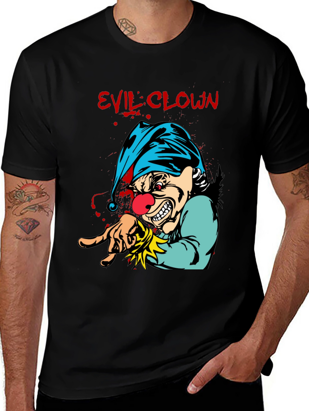 Evil Clown Graphic Tee - Mens Black T-Shirt
