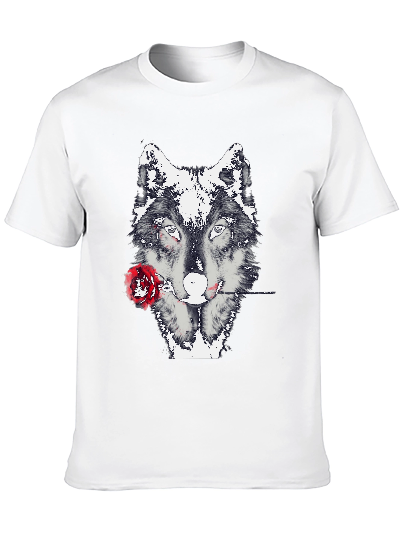 Wolf and Rose Graphic Tee - Black Casual T-Shirt