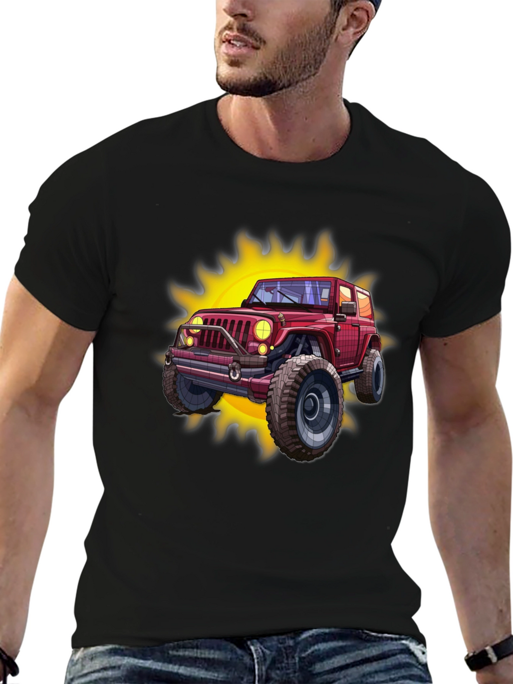 Off-Road Jeep Graphic Tee - Black Cotton