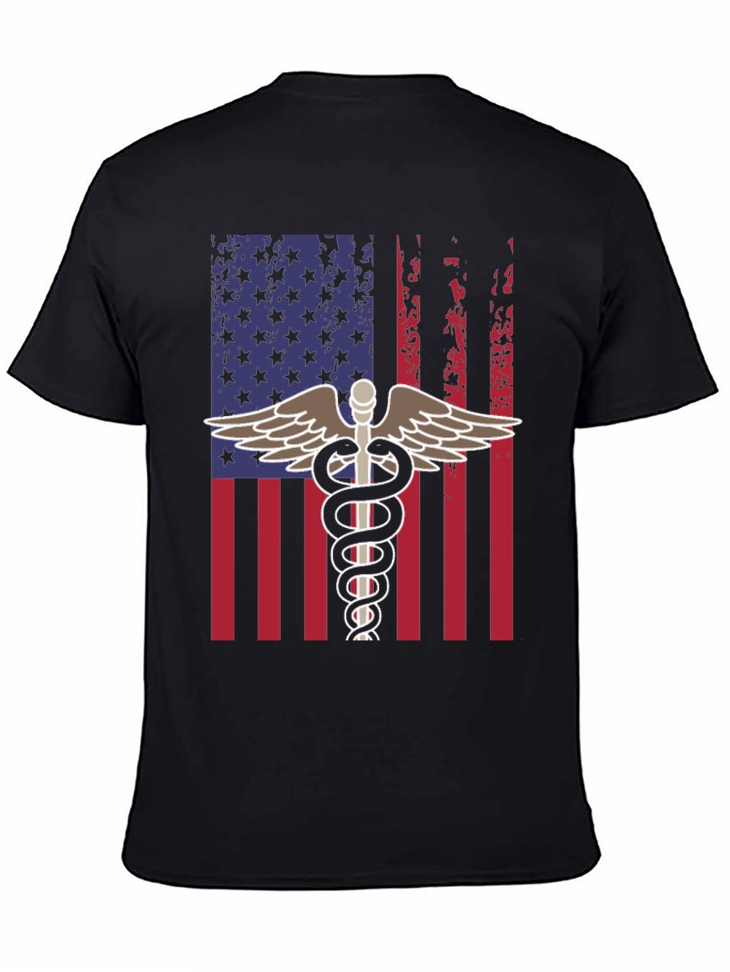 American Flag Caduceus T-Shirt - Patriotic Medical Apparel