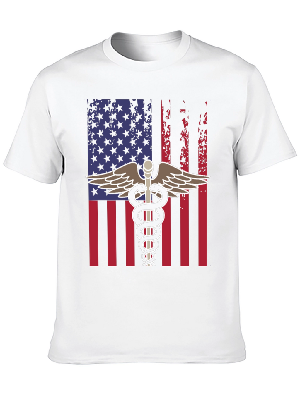 American Flag Caduceus T-Shirt - Patriotic Medical Apparel