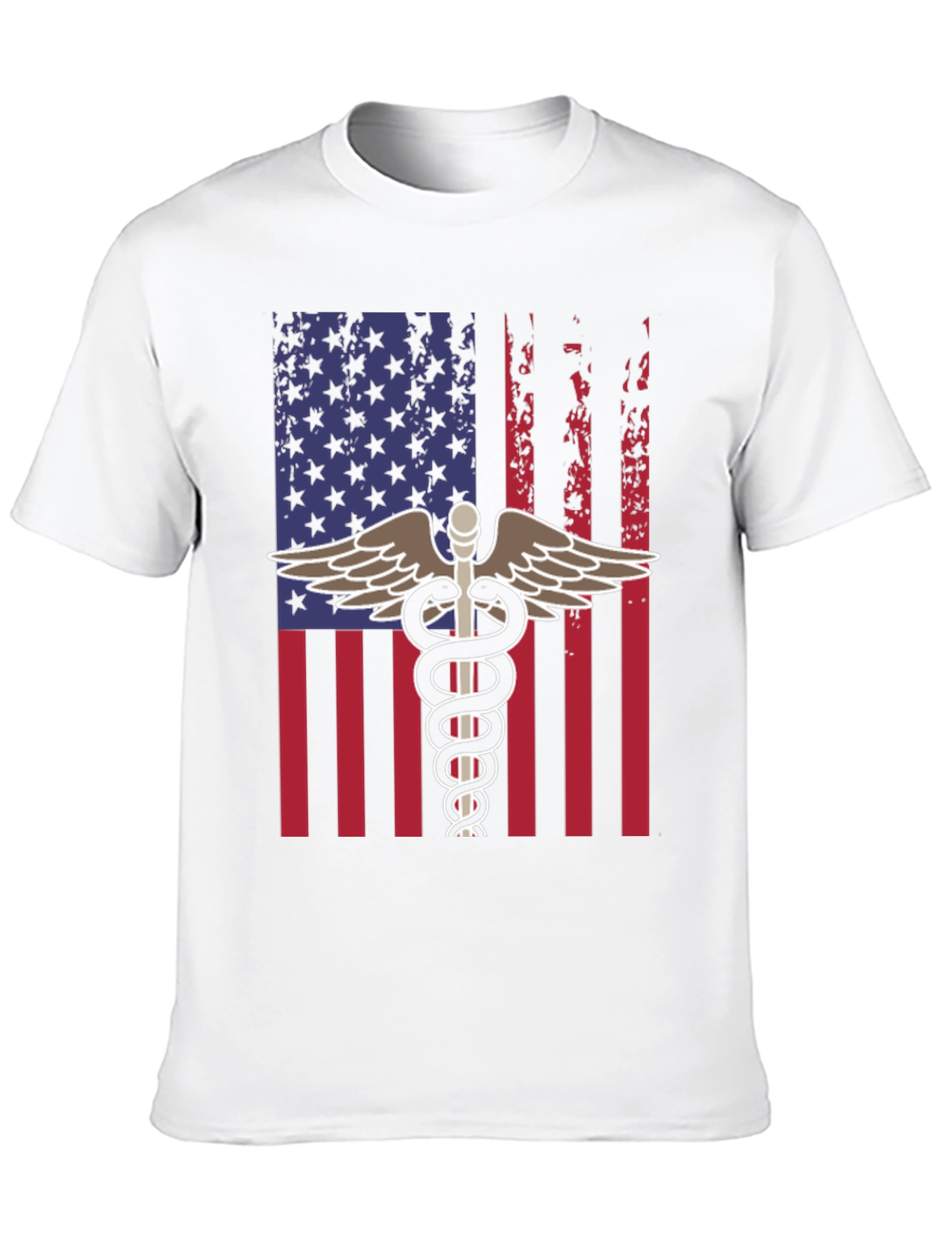 American Flag Caduceus T-Shirt - Patriotic Medical Apparel