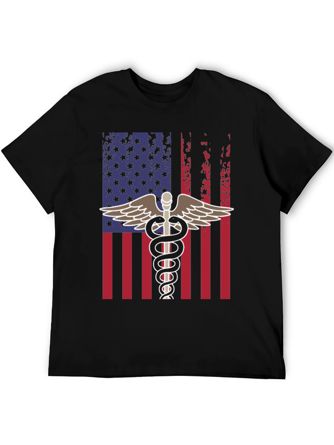 American Flag Caduceus T-Shirt - Patriotic Medical Apparel