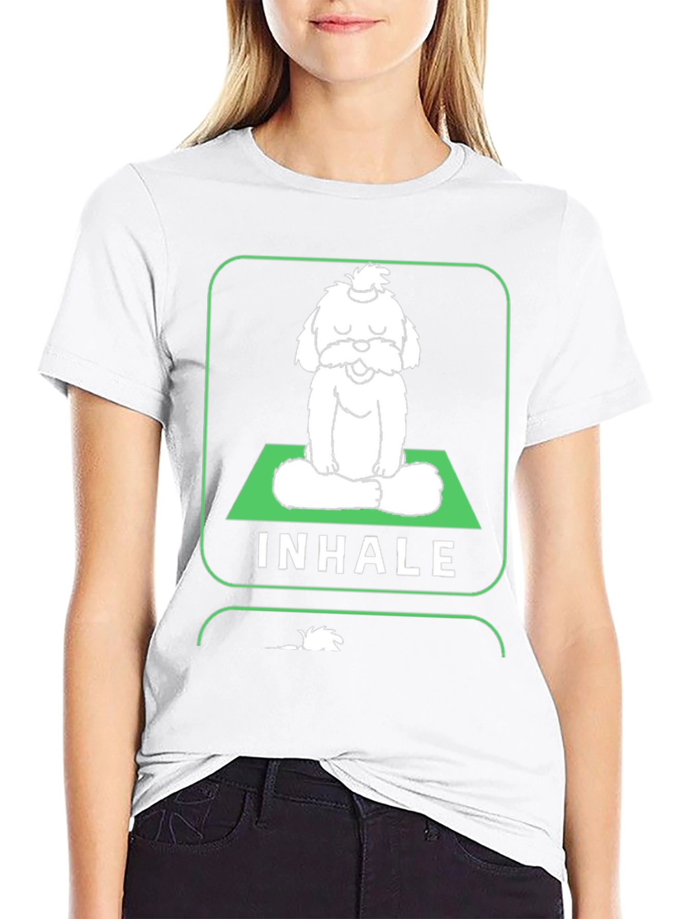 Meditating Dog Graphic Tee - Inhale Exhale Relax