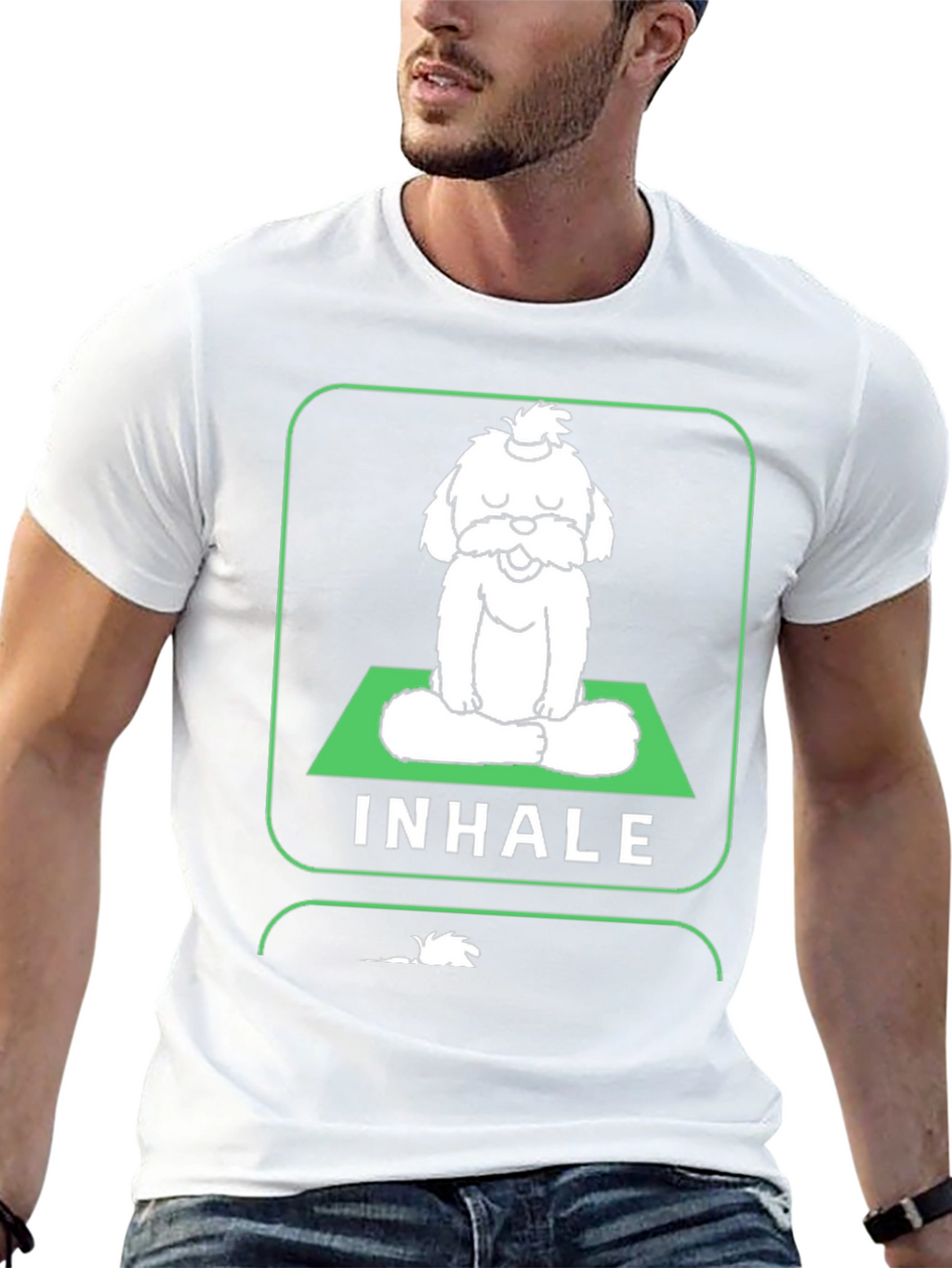 Meditating Dog Graphic Tee - Inhale Exhale Relax