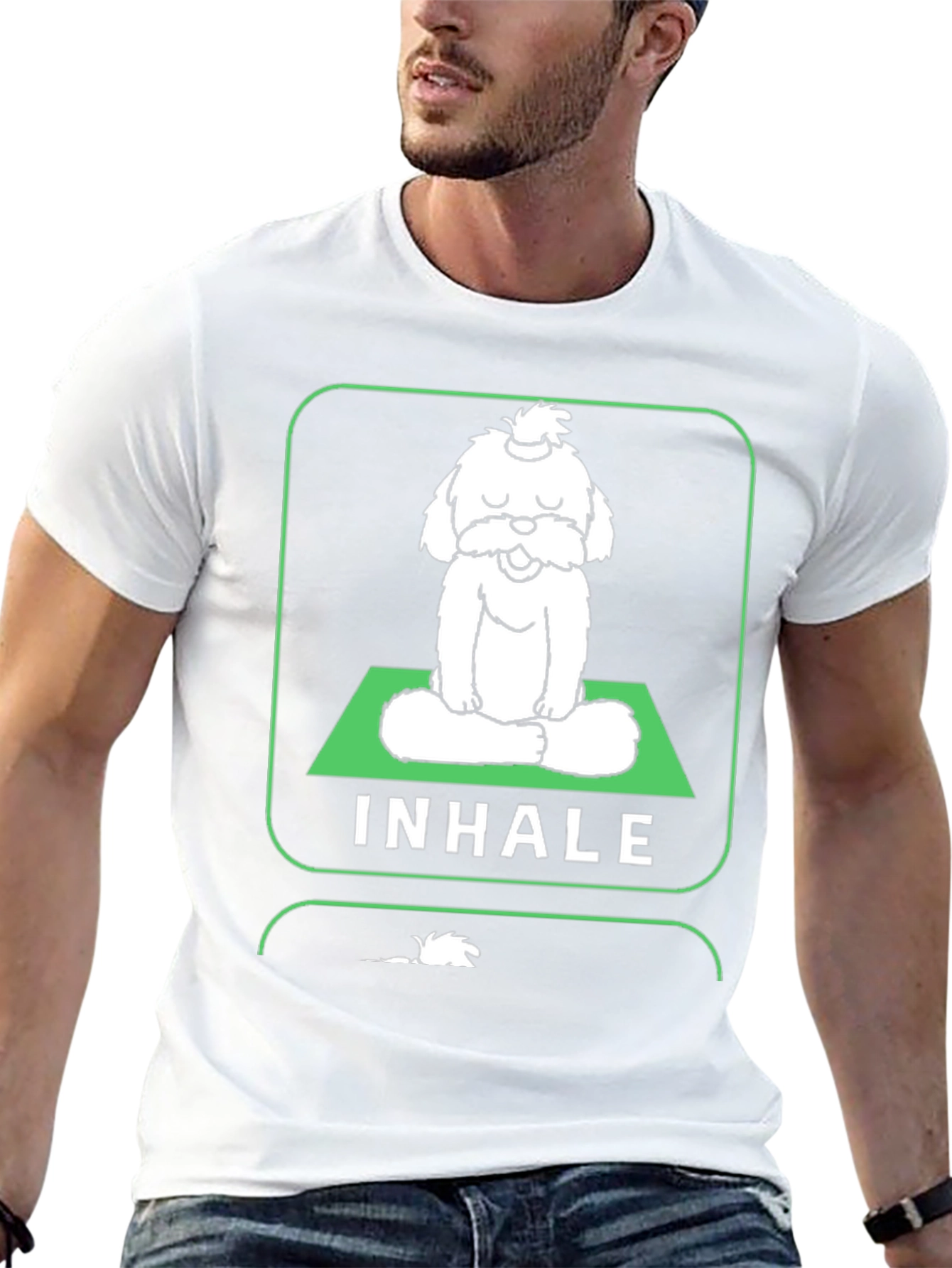 Meditating Dog Graphic Tee - Inhale Exhale Relax