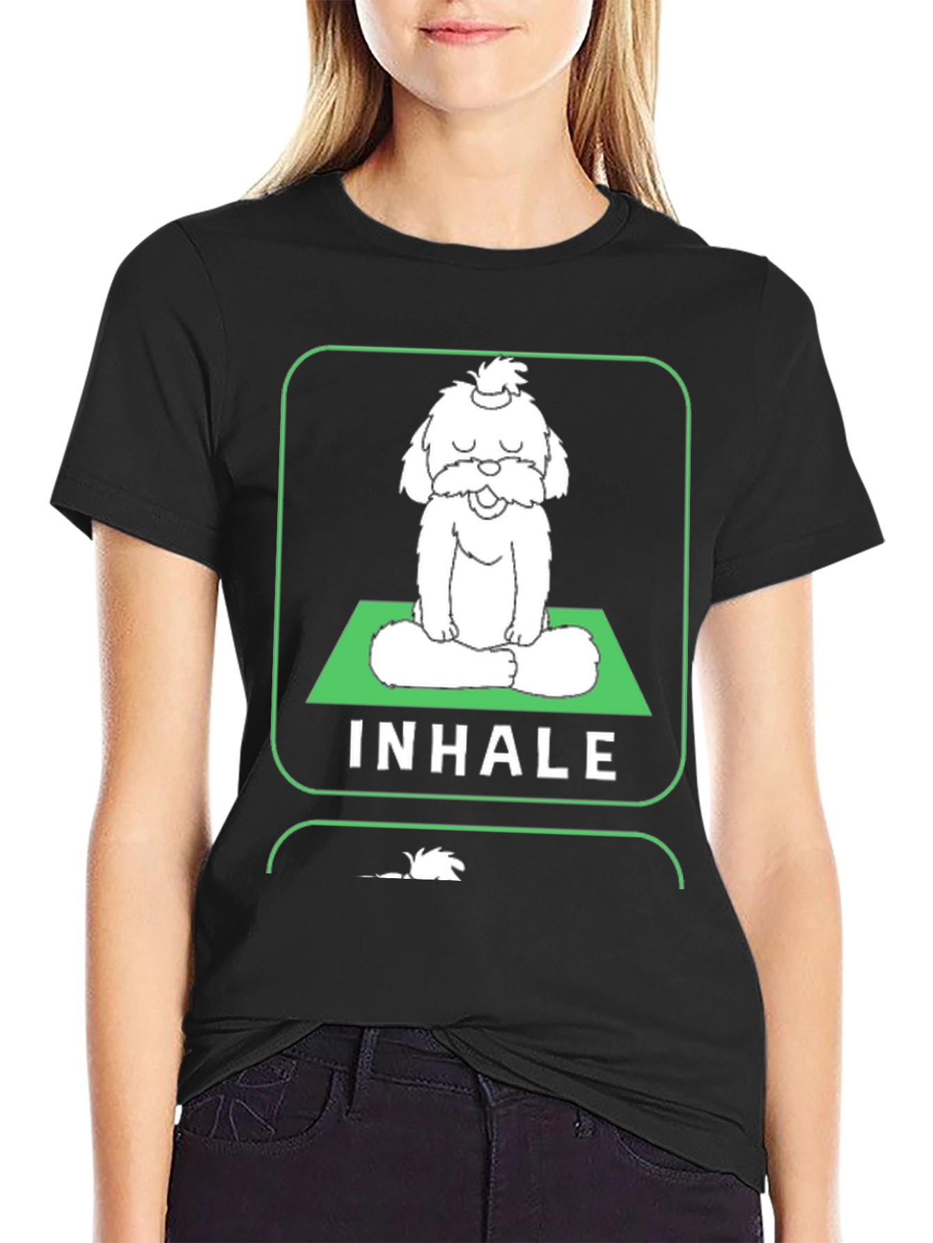Meditating Dog Graphic Tee - Inhale Exhale Relax