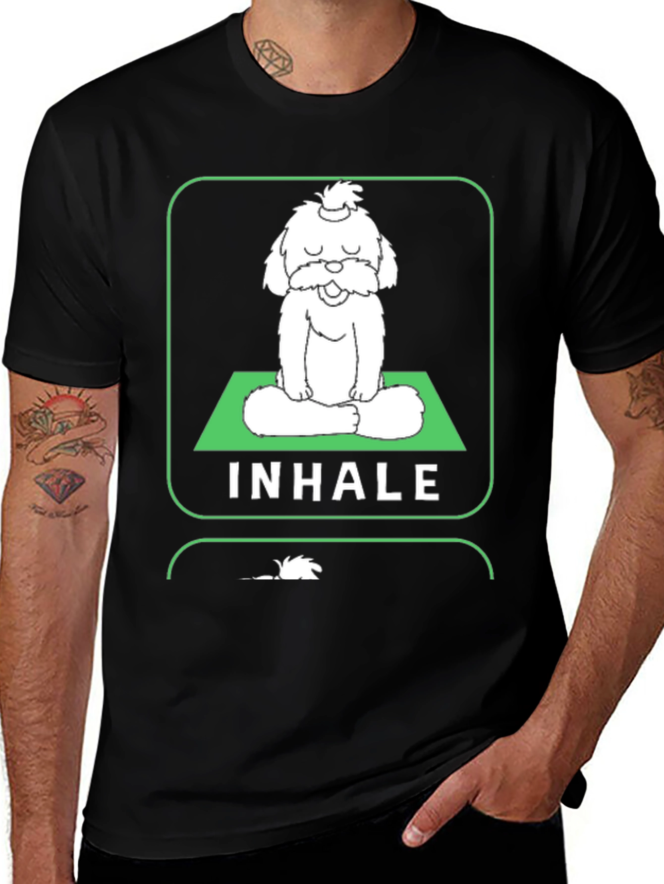 Meditating Dog Graphic Tee - Inhale Exhale Relax