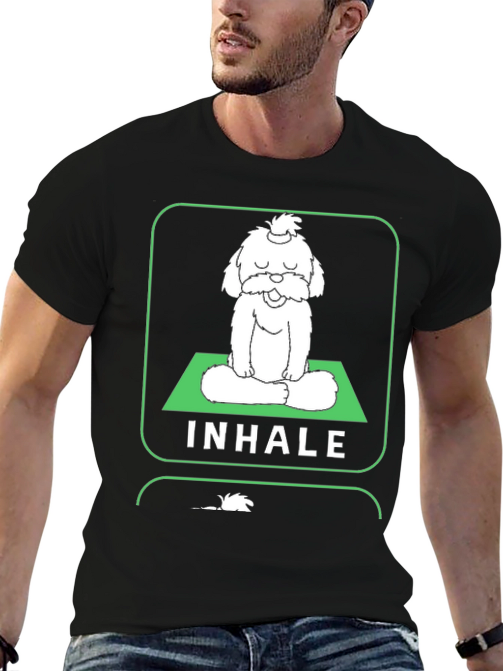 Meditating Dog Graphic Tee - Inhale Exhale Relax