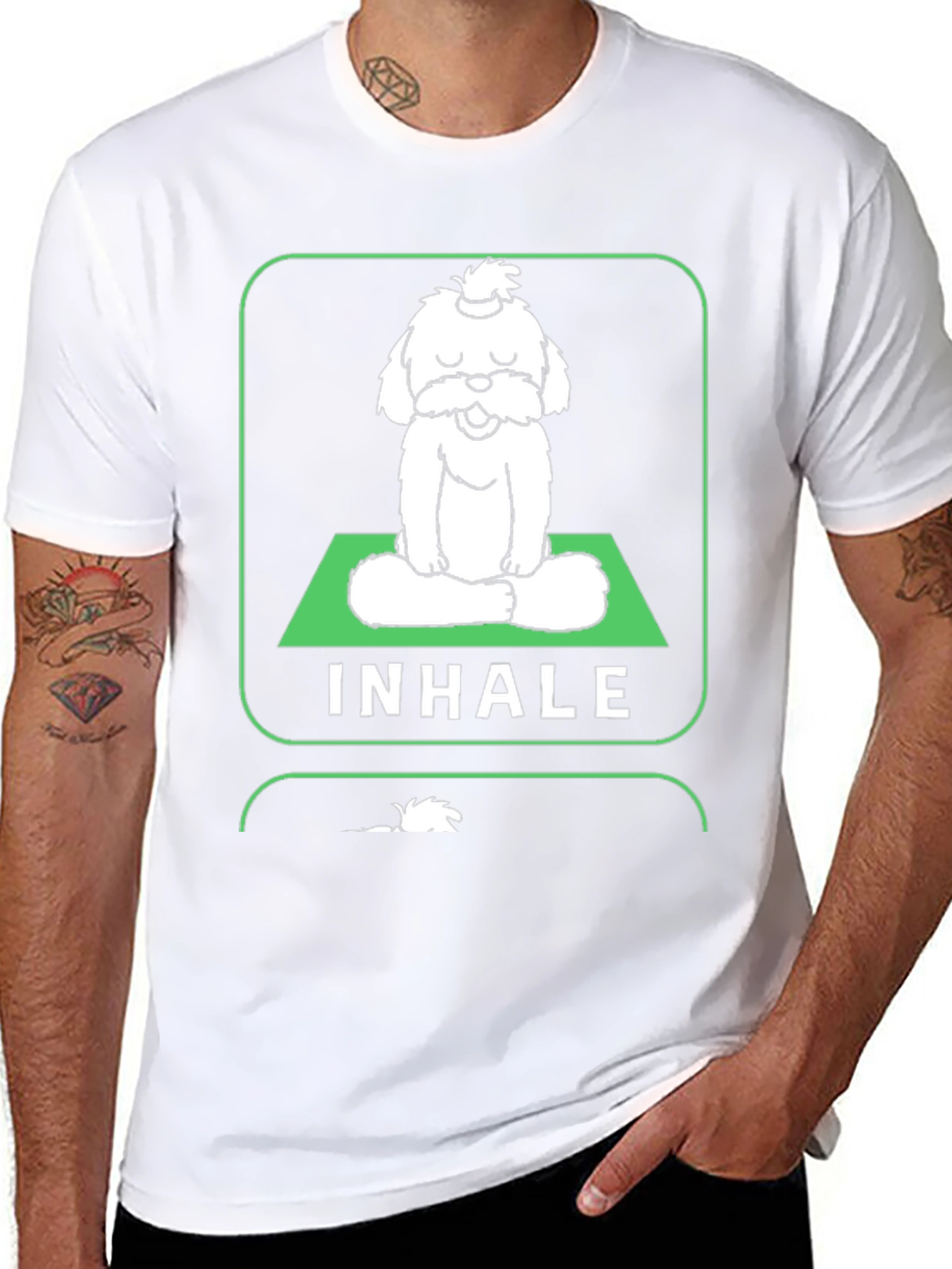 Meditating Dog Graphic Tee - Inhale Exhale Relax