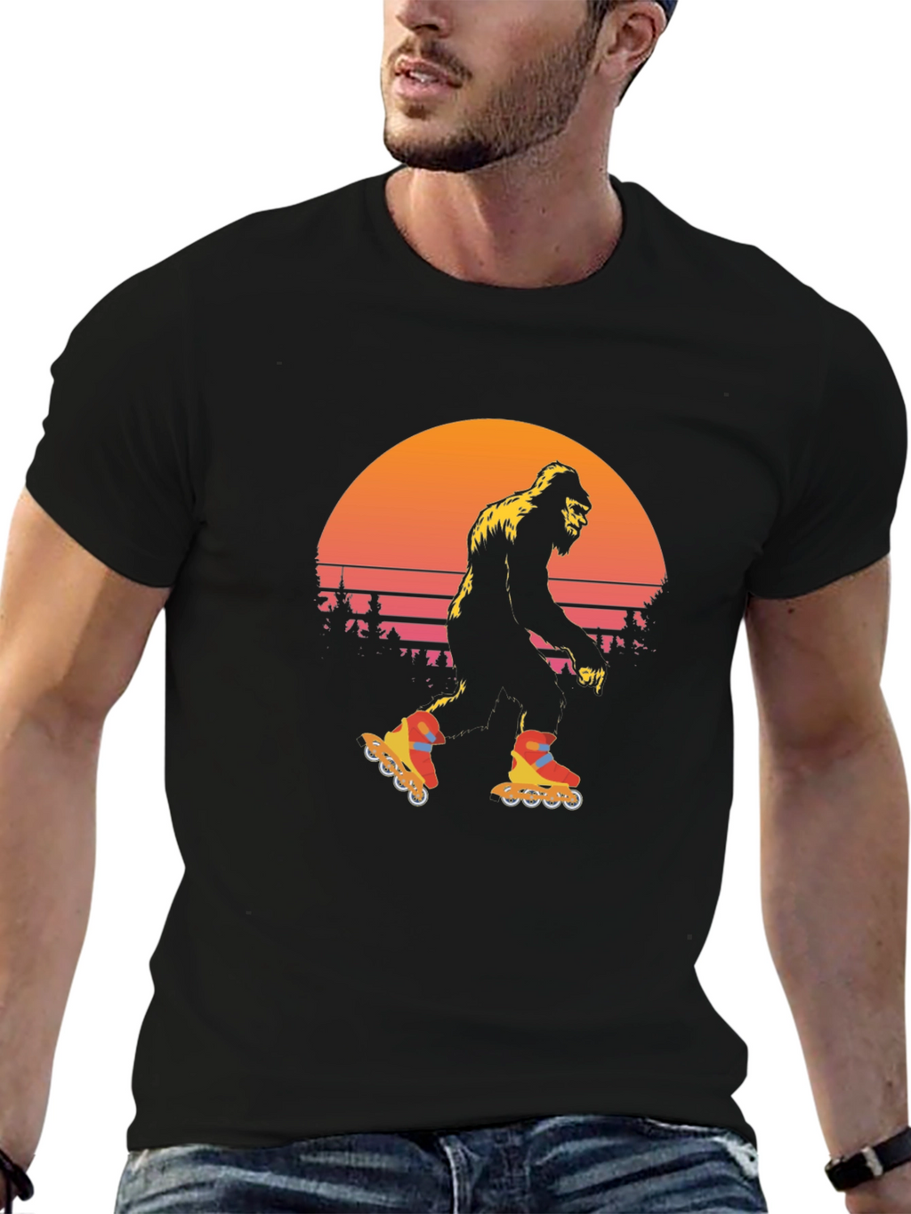 Retro Bigfoot Roller Skating T-Shirt