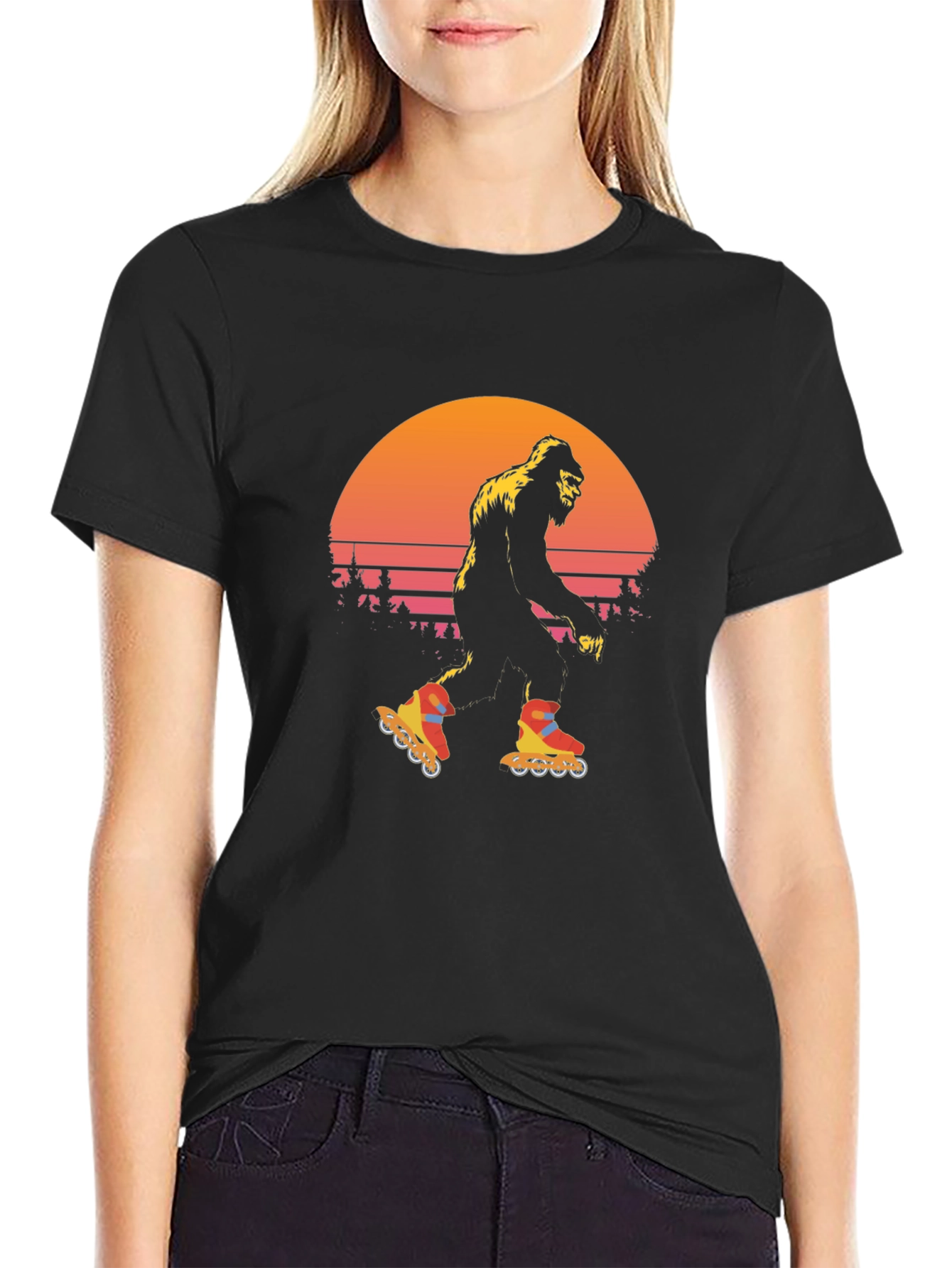 Retro Bigfoot Roller Skating T-Shirt