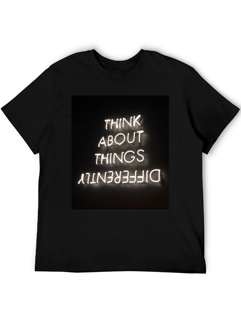 Think Differently Graphic Tee - Black Cotton Casual T-Shirt