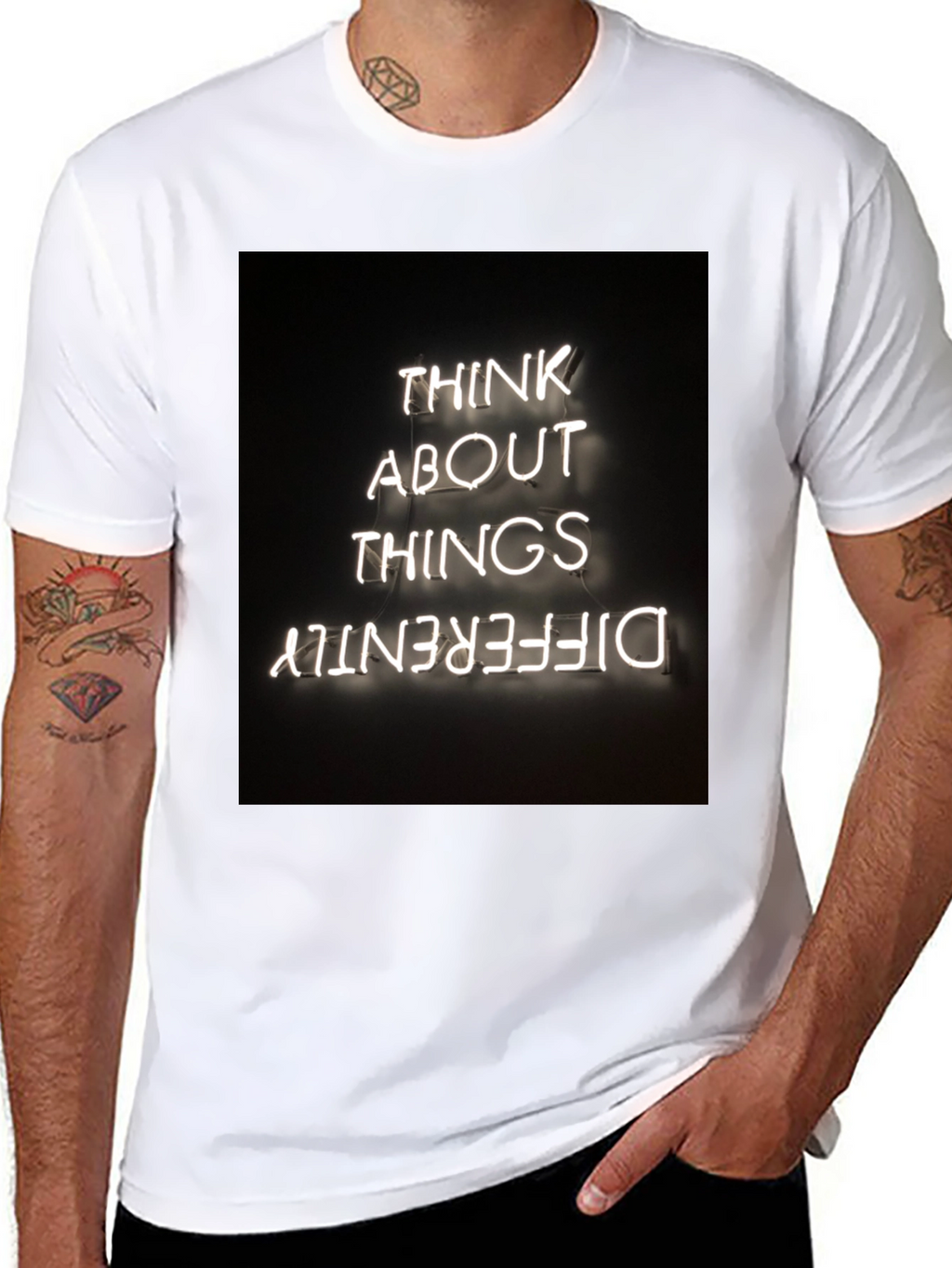 Think Differently Graphic Tee - Black Cotton Casual T-Shirt