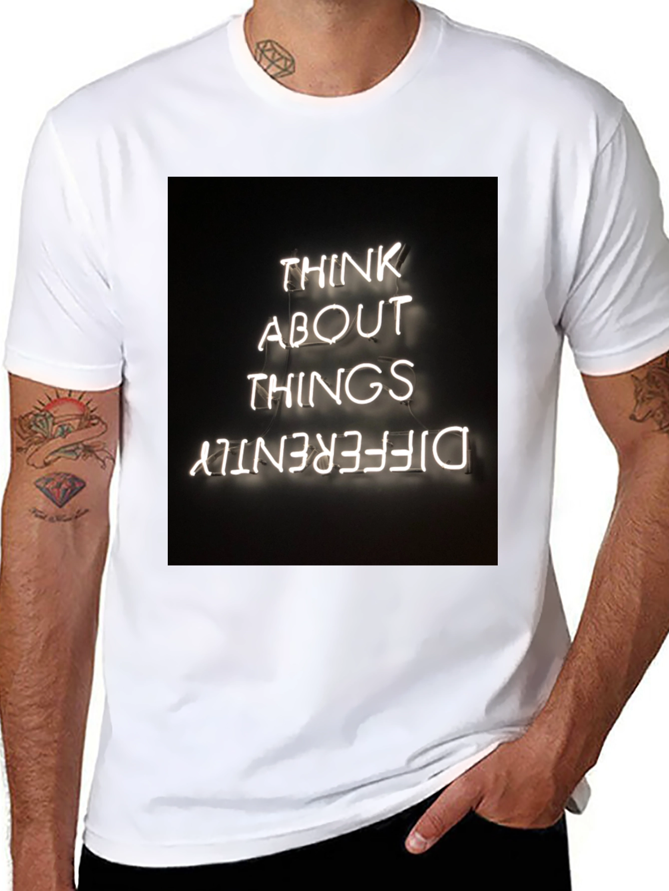 Think Differently Graphic Tee - Black Cotton Casual T-Shirt