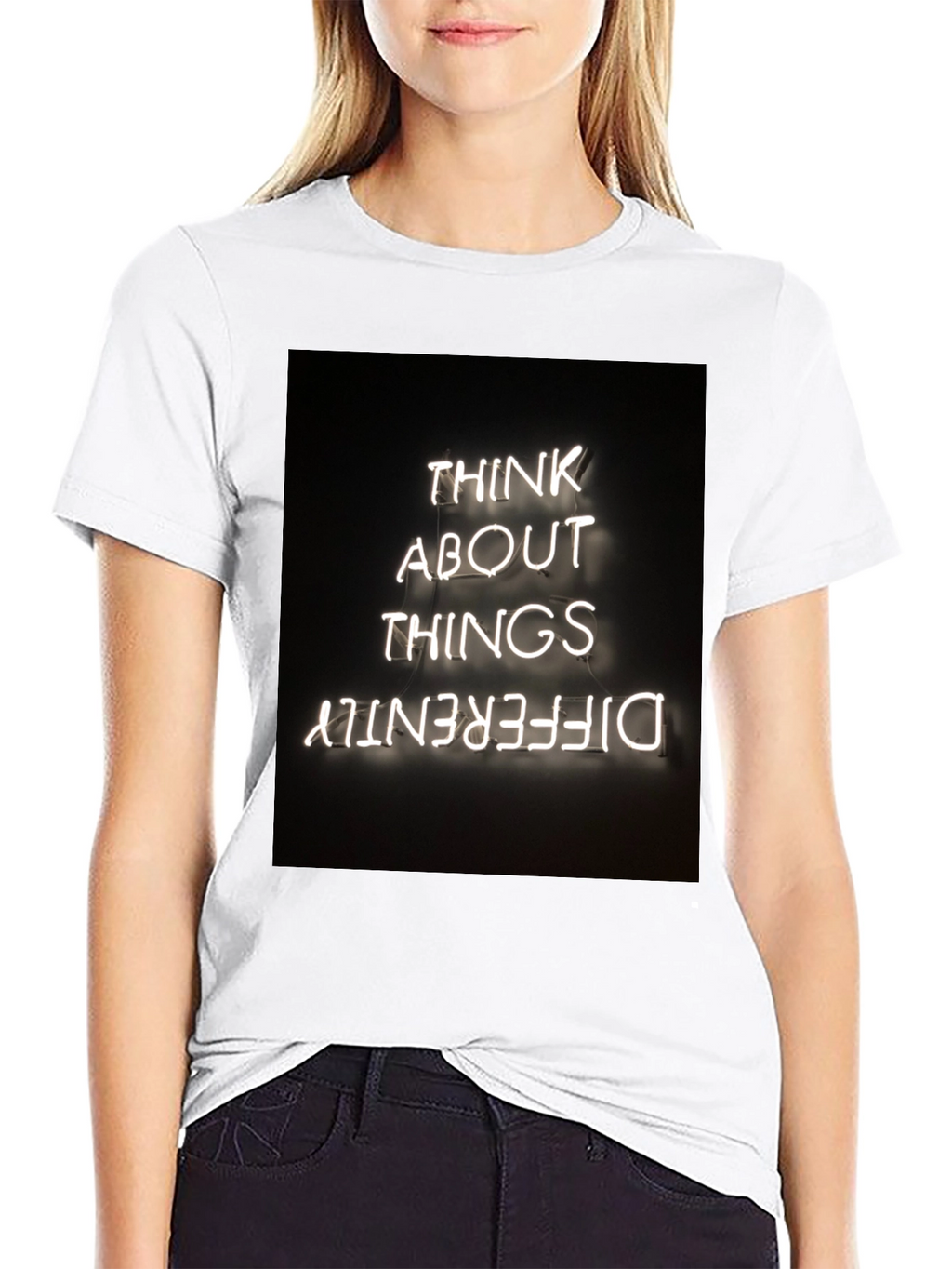Think Differently Graphic Tee - Black Cotton Casual T-Shirt