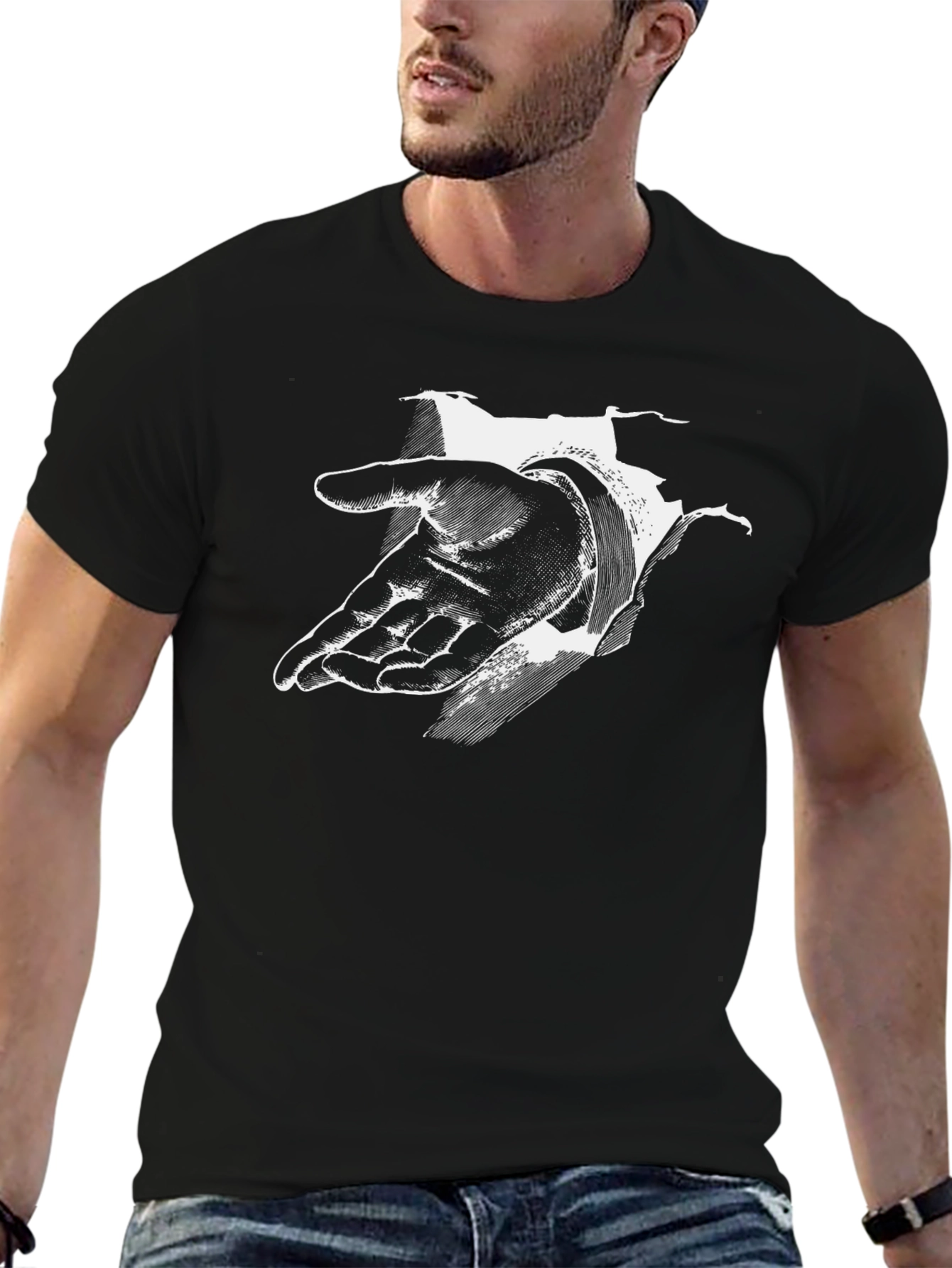 Reach Out Graphic Tee - Black Cotton Comfort