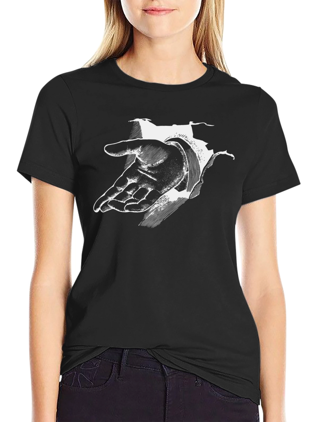 Reach Out Graphic Tee - Black Cotton Comfort