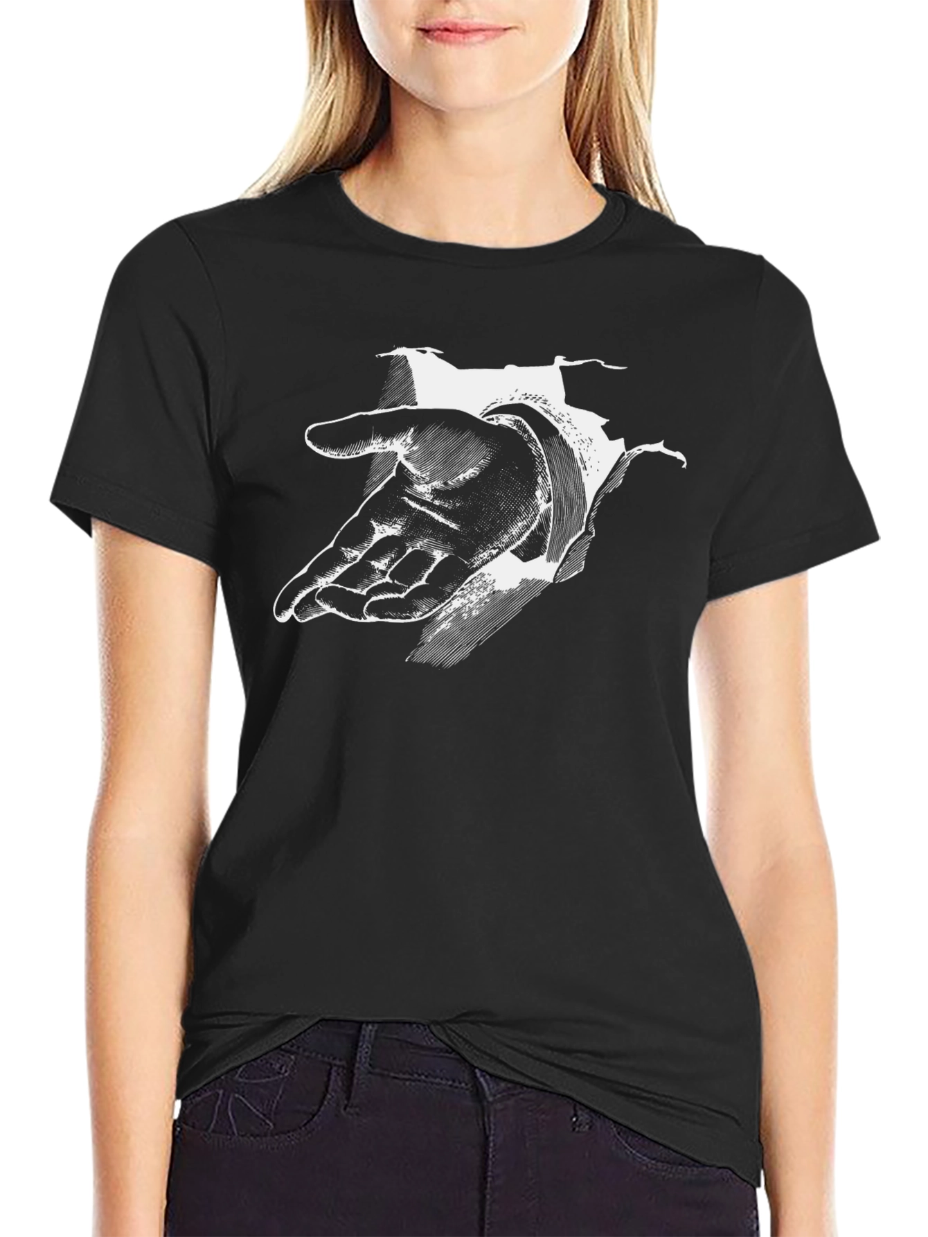 Reach Out Graphic Tee - Black Cotton Comfort