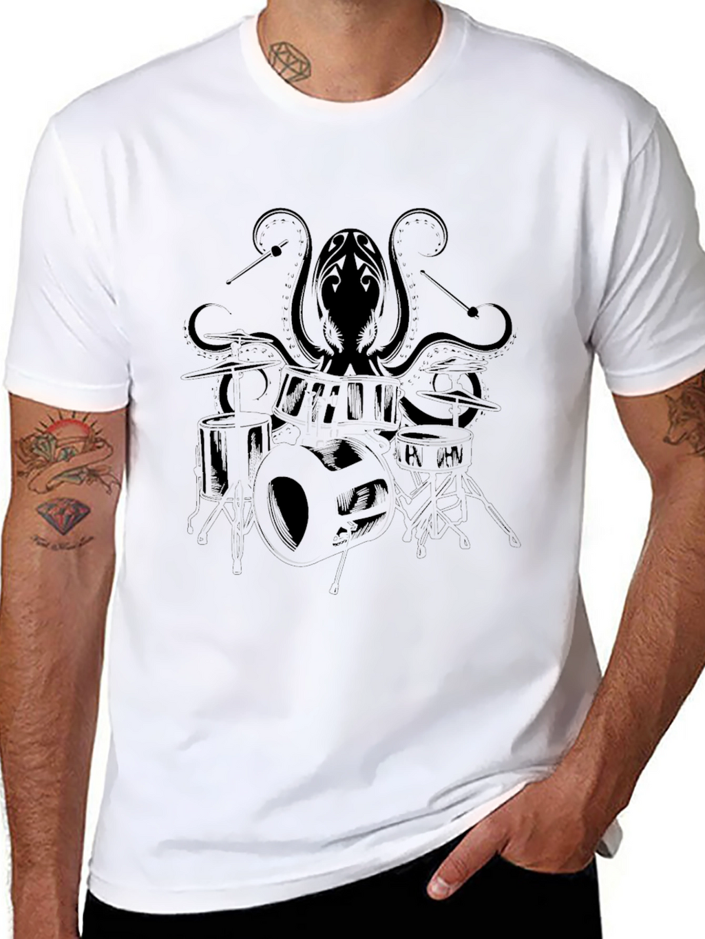Mens Black Octopus Graphic Print T-Shirt