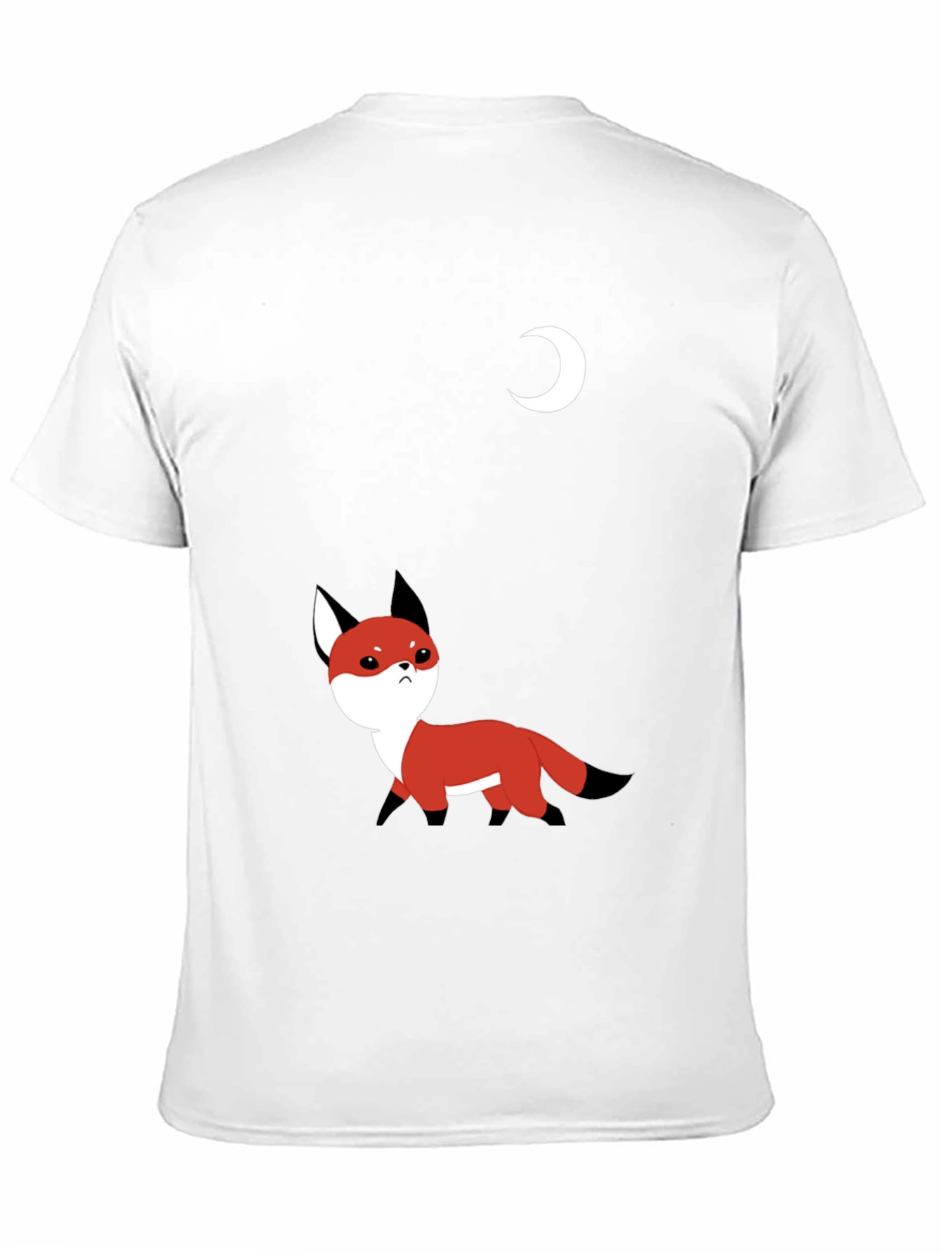 Cute Fox & Moon Graphic T-Shirt - Black