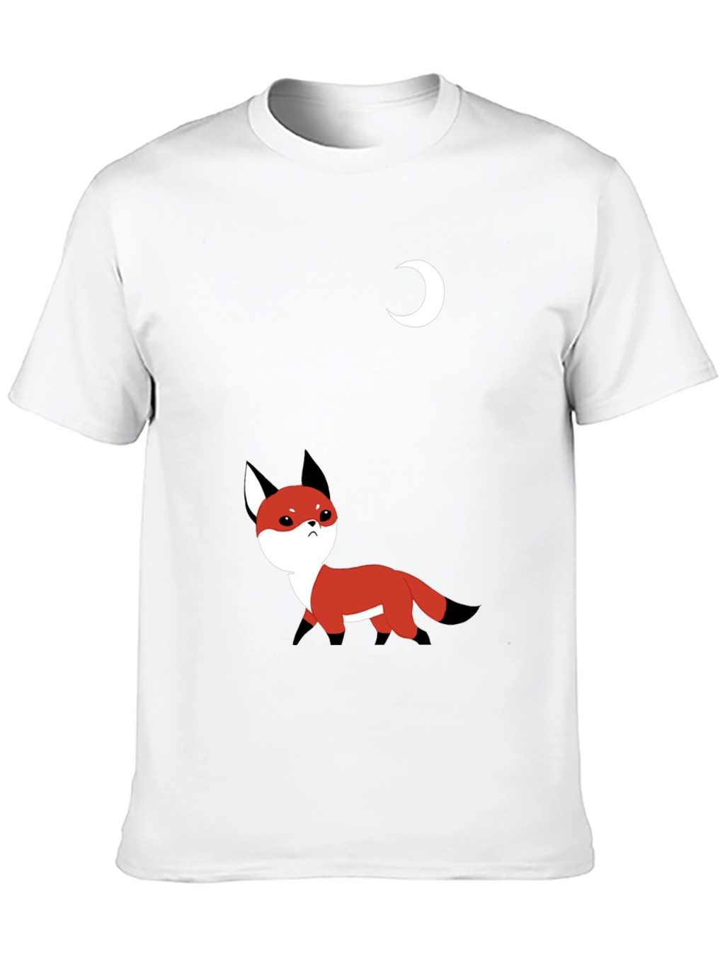 Cute Fox & Moon Graphic T-Shirt - Black