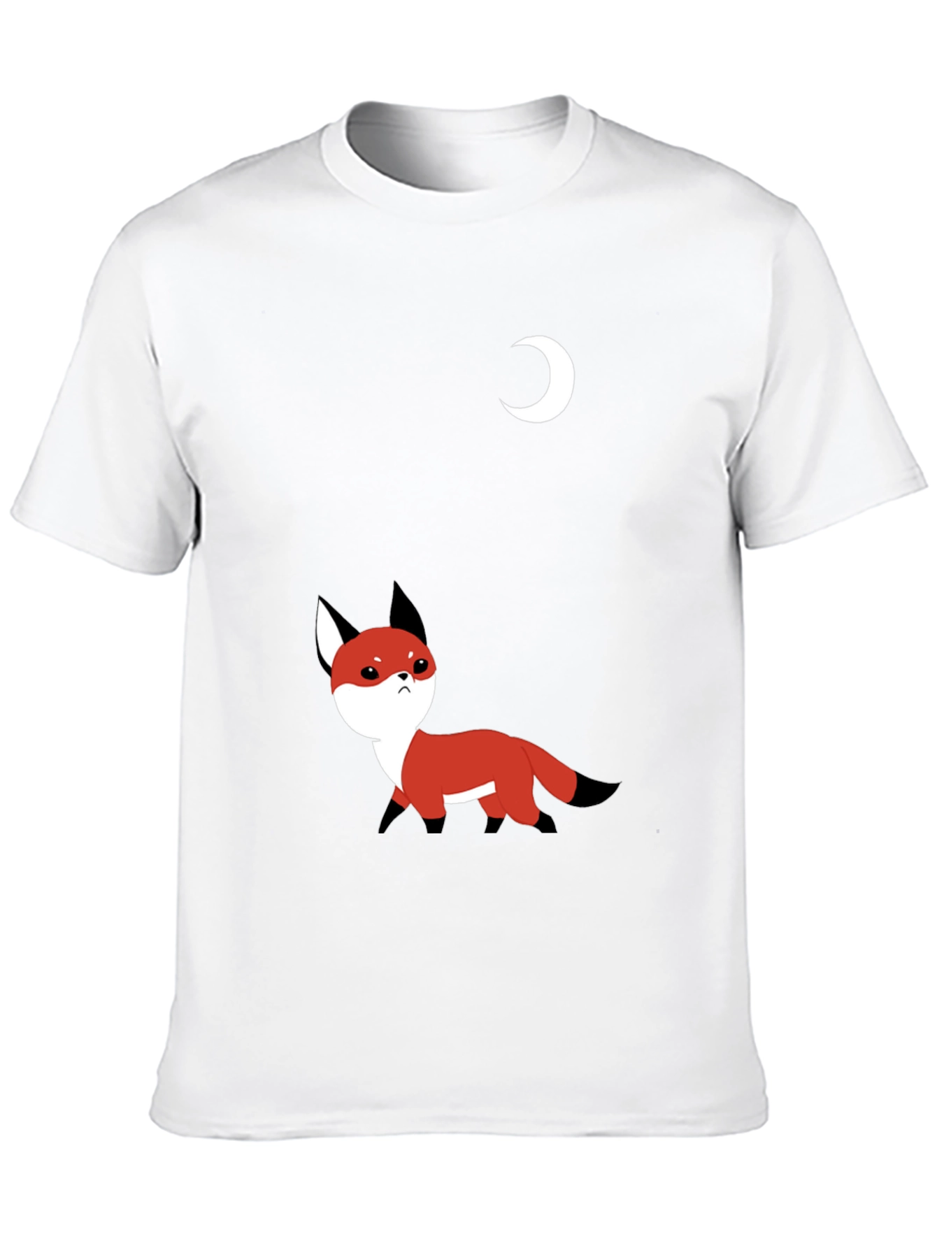 Cute Fox & Moon Graphic T-Shirt - Black