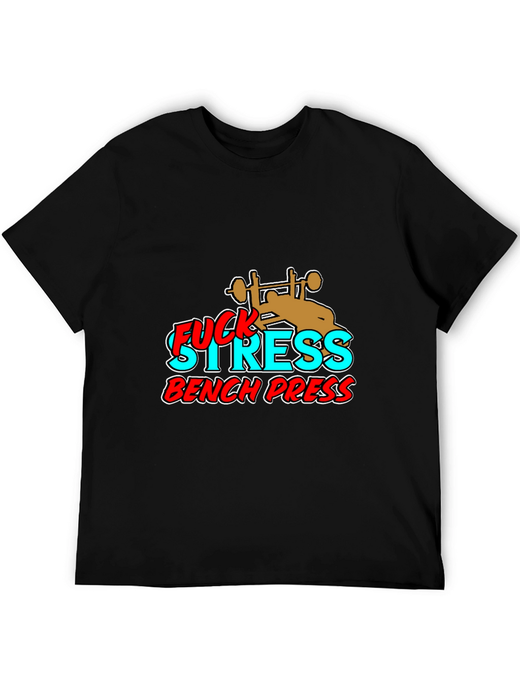 Fuck Stress Bench Press Black Graphic Tee