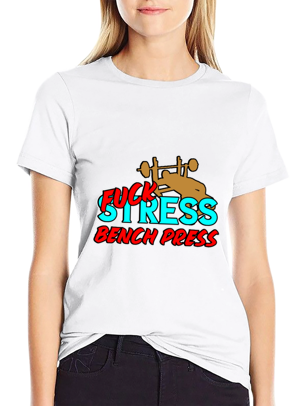 Fuck Stress Bench Press Black Graphic Tee