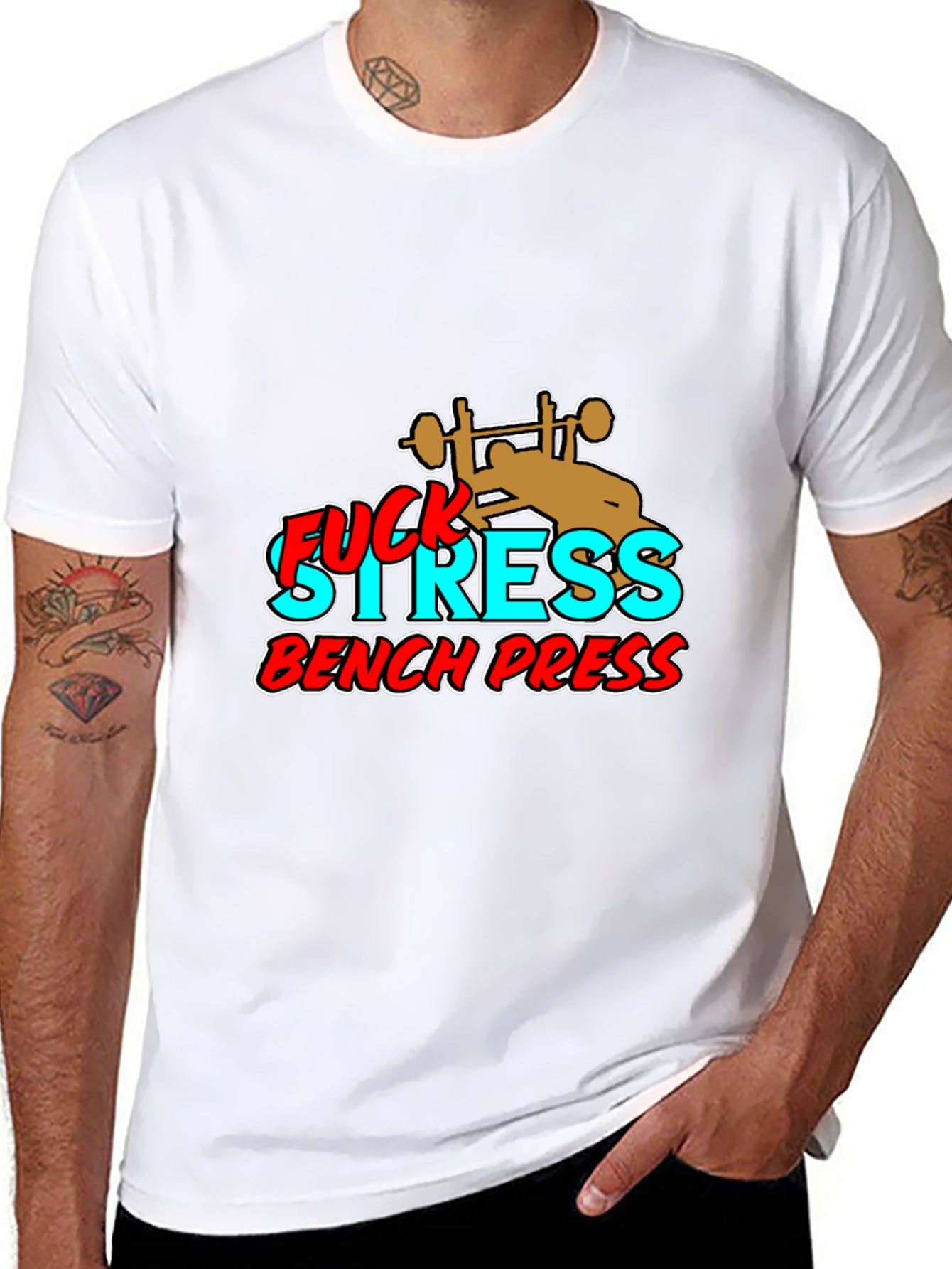 Fuck Stress Bench Press Black Graphic Tee