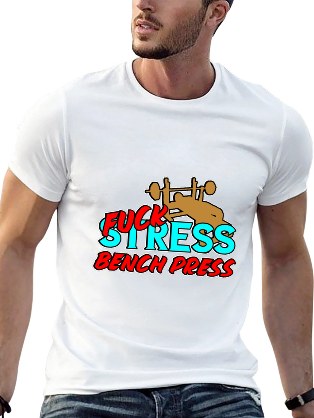 Fuck Stress Bench Press Black Graphic Tee