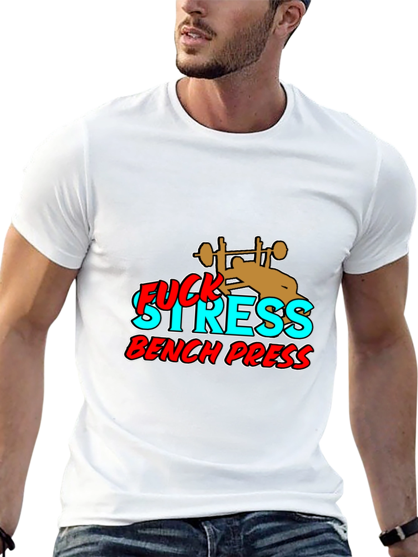 Fuck Stress Bench Press Black Graphic Tee