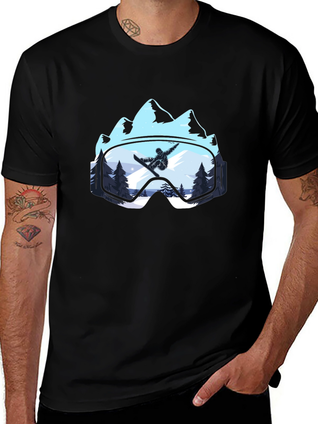 Snowboarder Mountain Goggles T-Shirt