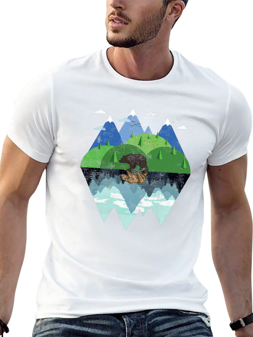 Mountain Bear Graphic Tee - Nature Lovers T-Shirt