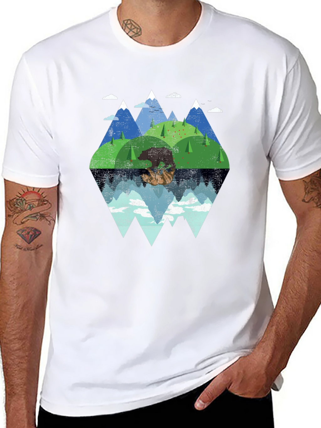 Mountain Bear Graphic Tee - Nature Lovers T-Shirt