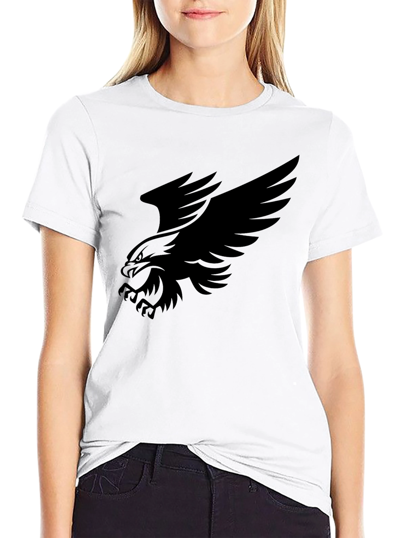 Bold Eagle Graphic Tee - Black Cotton Comfort