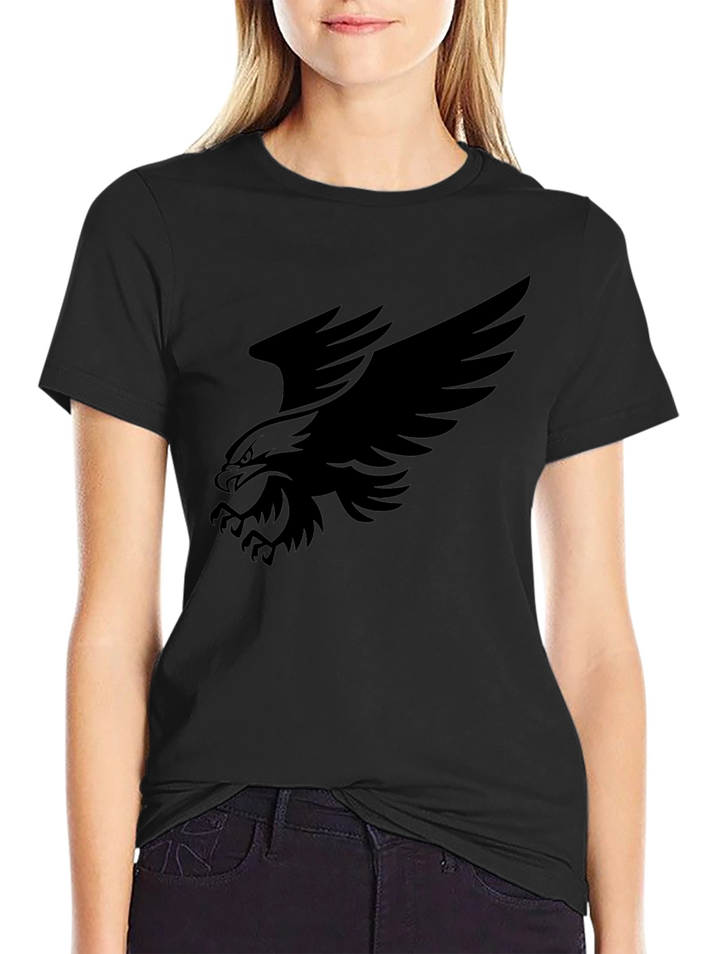 Bold Eagle Graphic Tee - Black Cotton Comfort