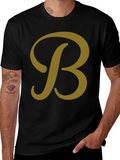 Letter B Graphic Tee - Casual Black T-Shirt