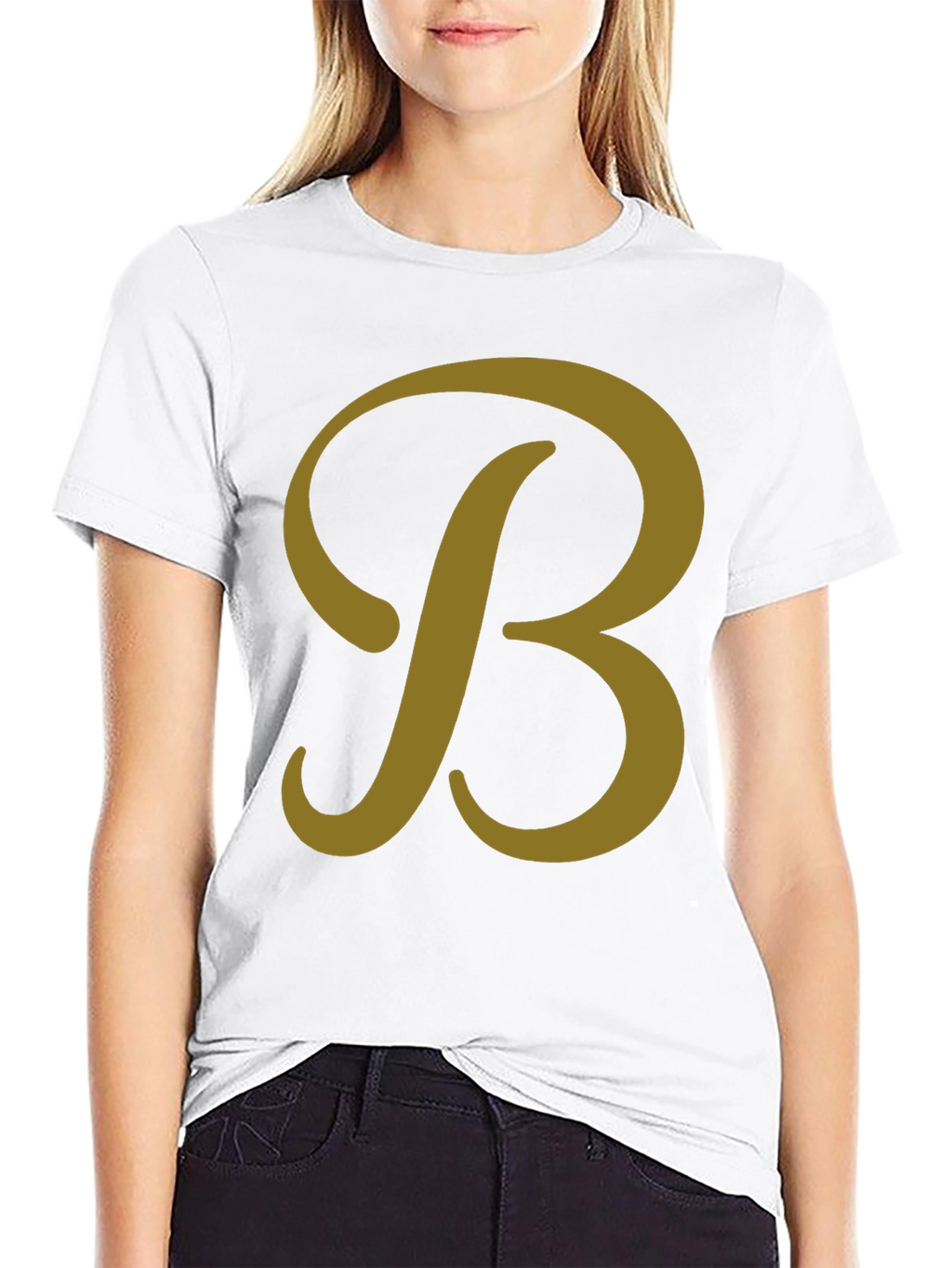 Letter B Graphic Tee - Casual Black T-Shirt