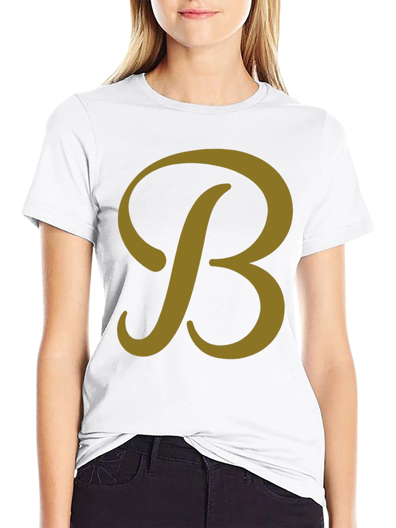 Letter B Graphic Tee - Casual Black T-Shirt