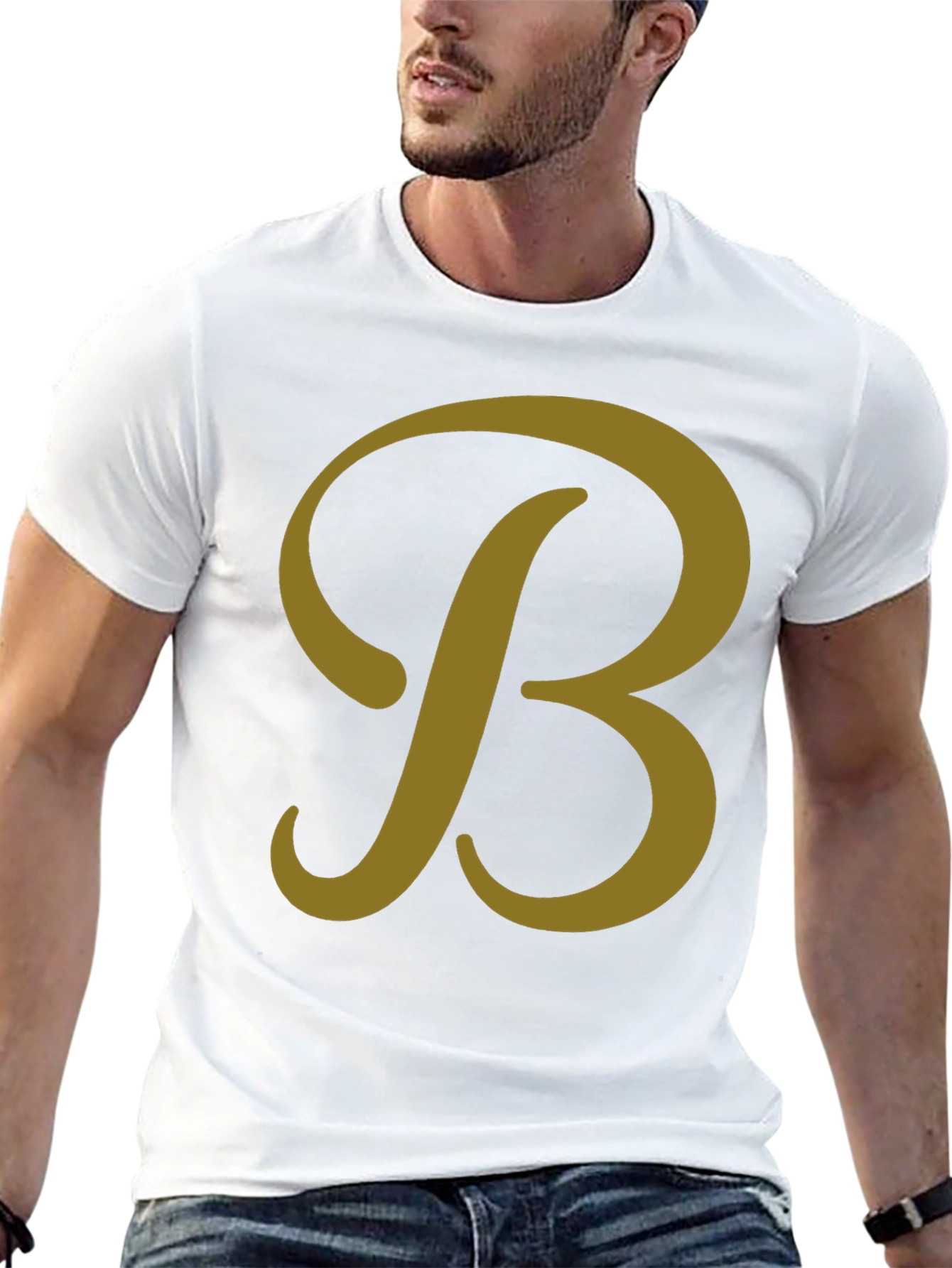 Letter B Graphic Tee - Casual Black T-Shirt