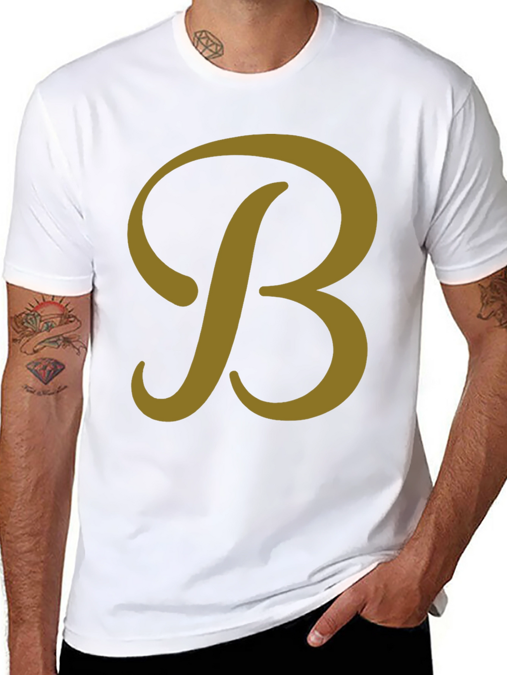 Letter B Graphic Tee - Casual Black T-Shirt