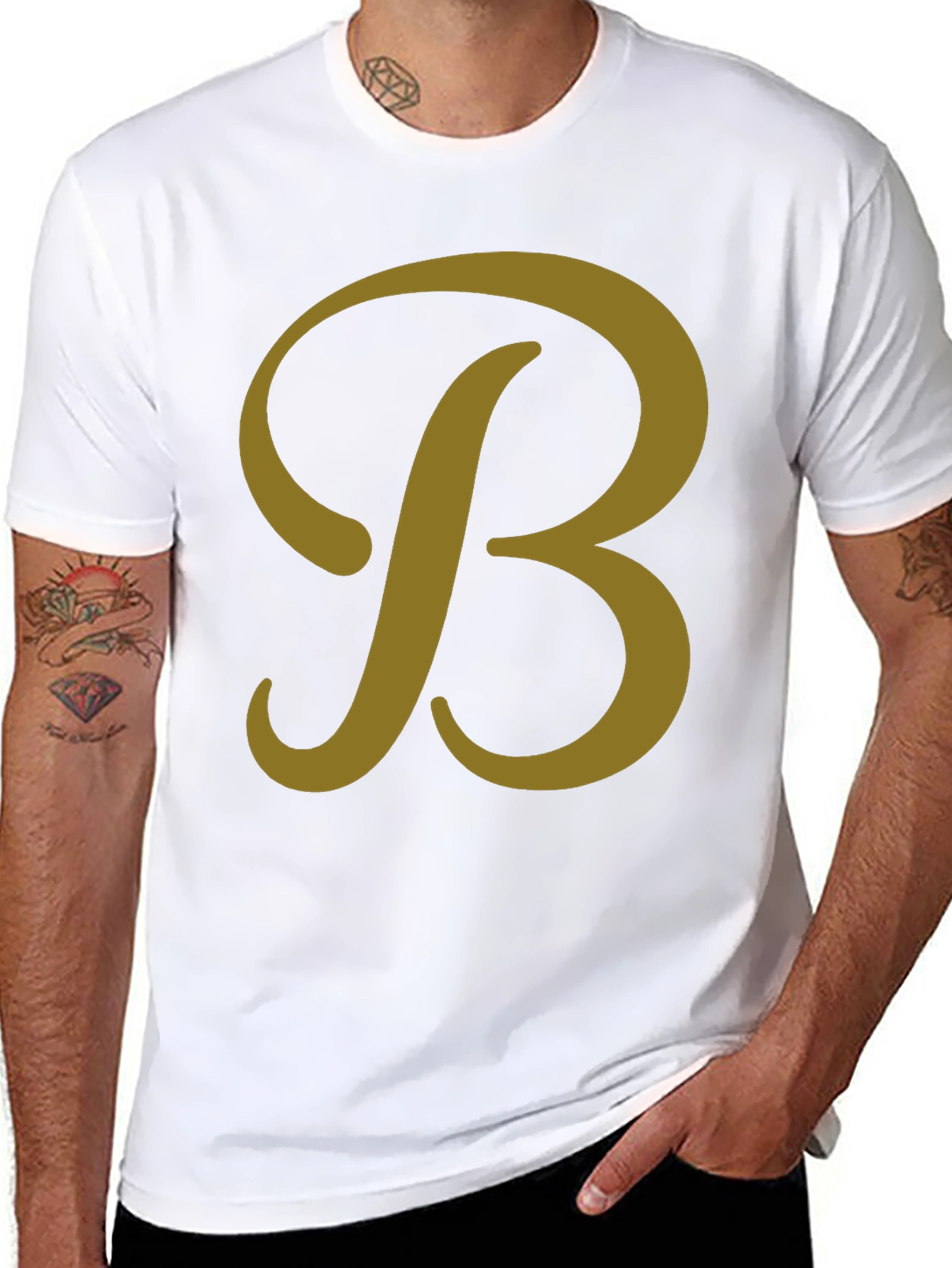 Letter B Graphic Tee - Casual Black T-Shirt