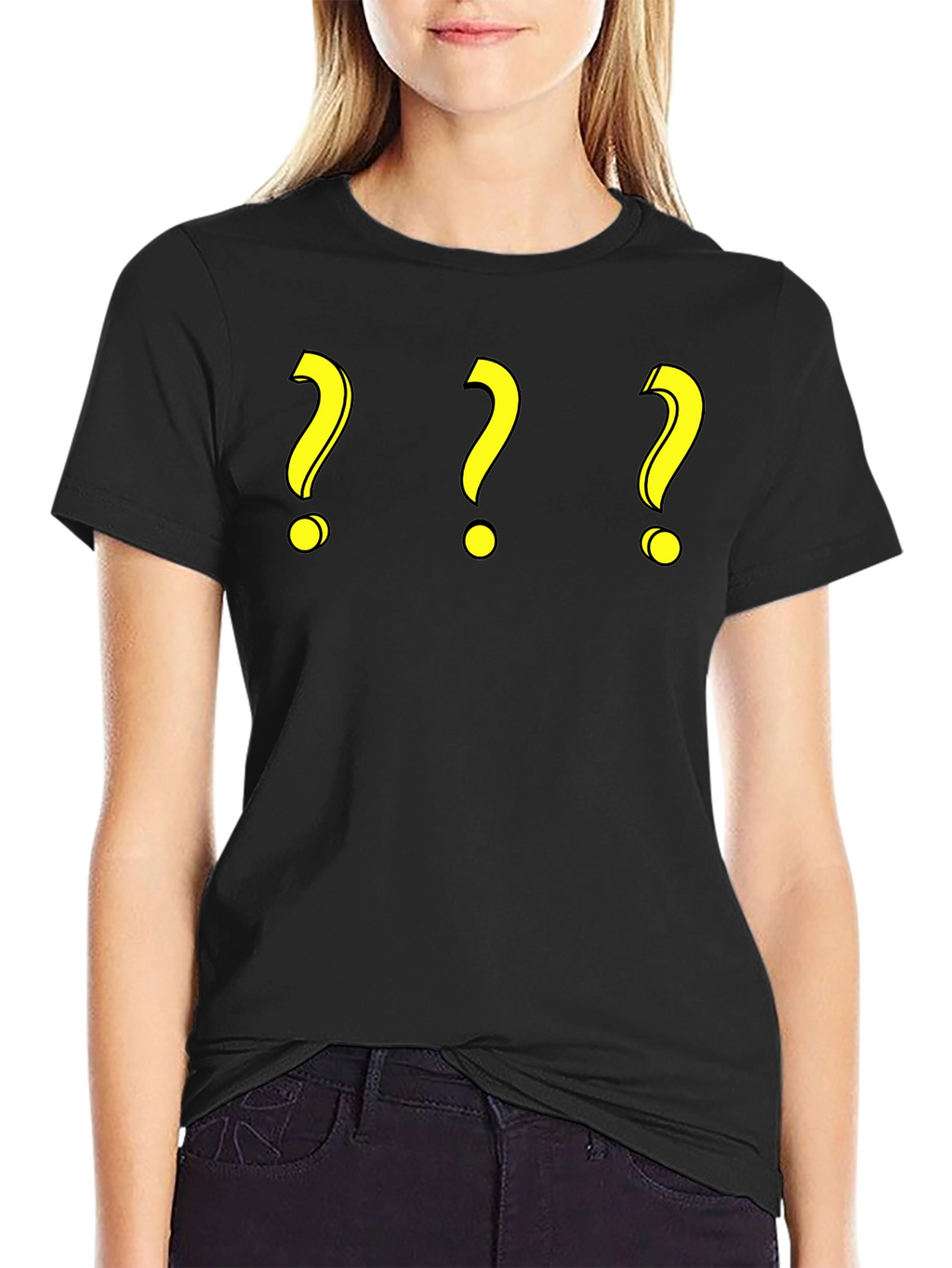 Question Mark T-Shirt - Three Yellow Symbols