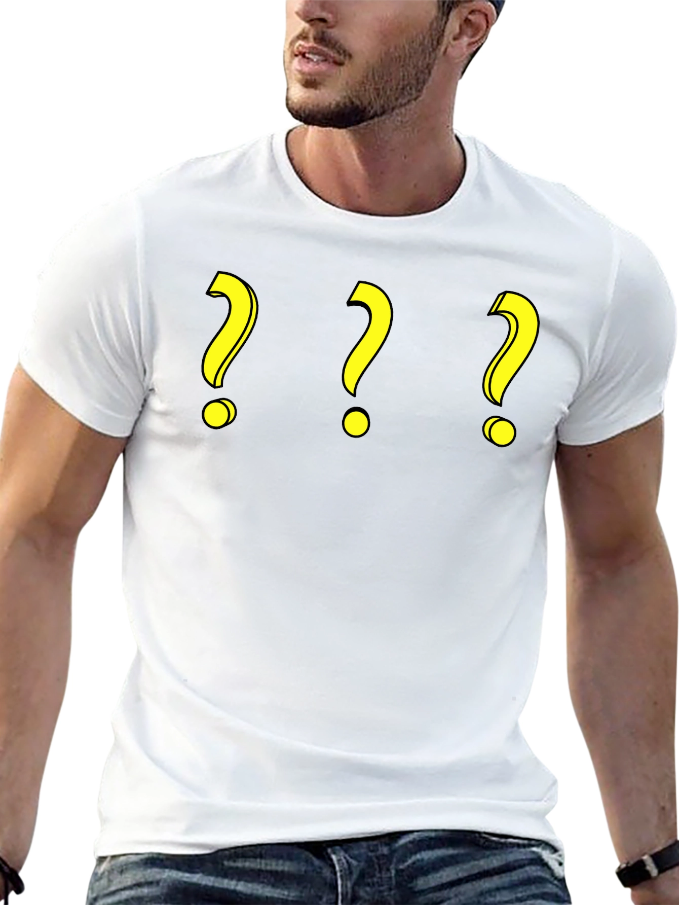 Question Mark T-Shirt - Three Yellow Symbols
