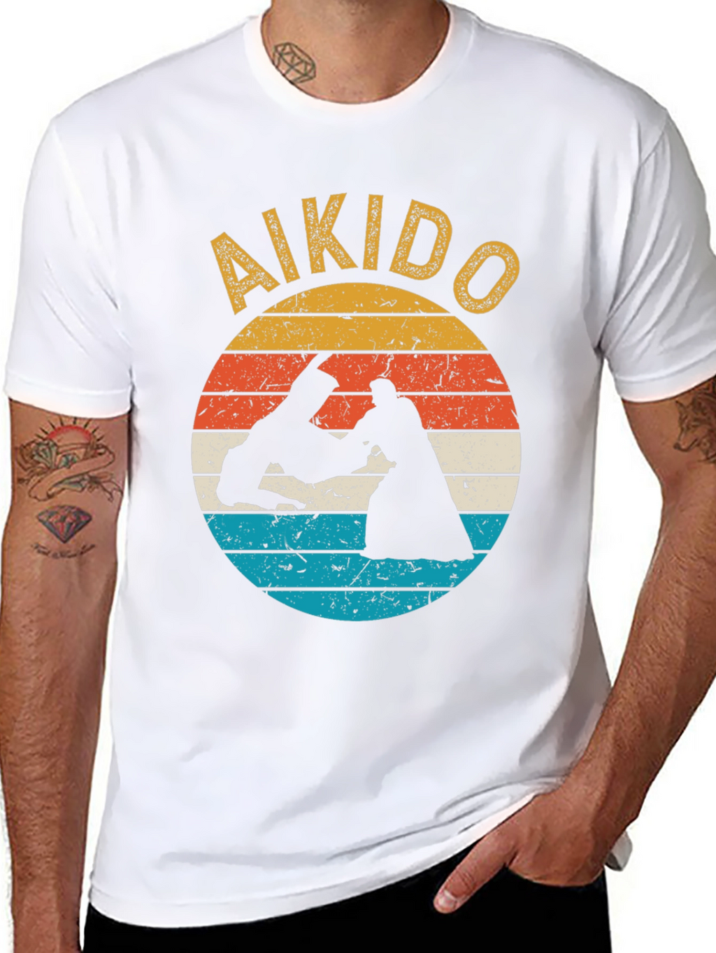 Aikido Retro Sunset T-Shirt - Martial Arts Training Tee