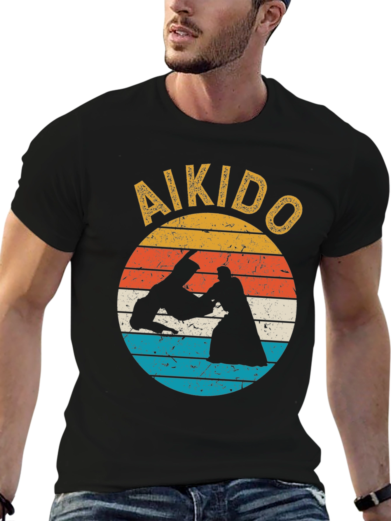 Aikido Retro Sunset T-Shirt - Martial Arts Training Tee