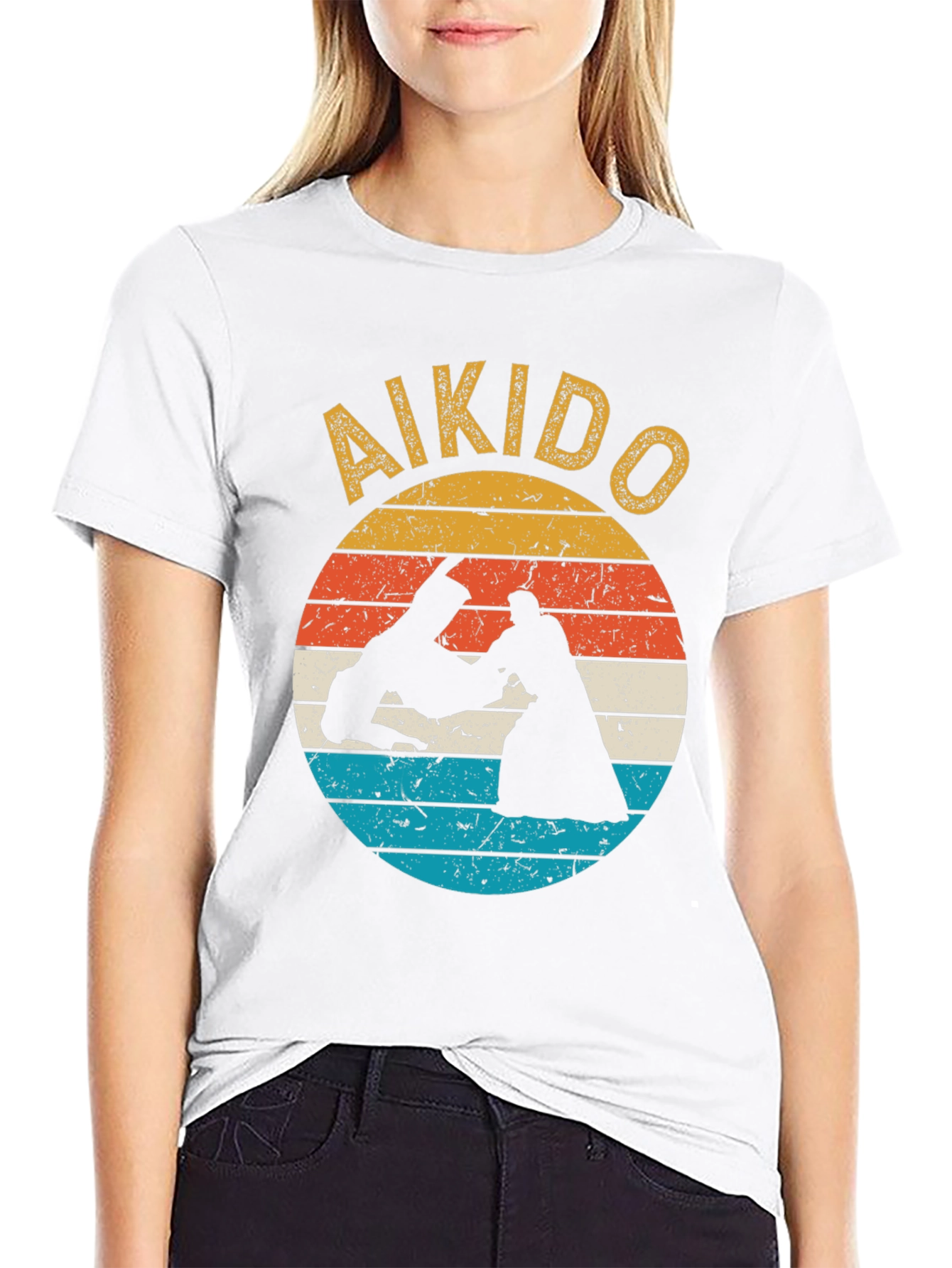 Aikido Retro Sunset T-Shirt - Martial Arts Training Tee