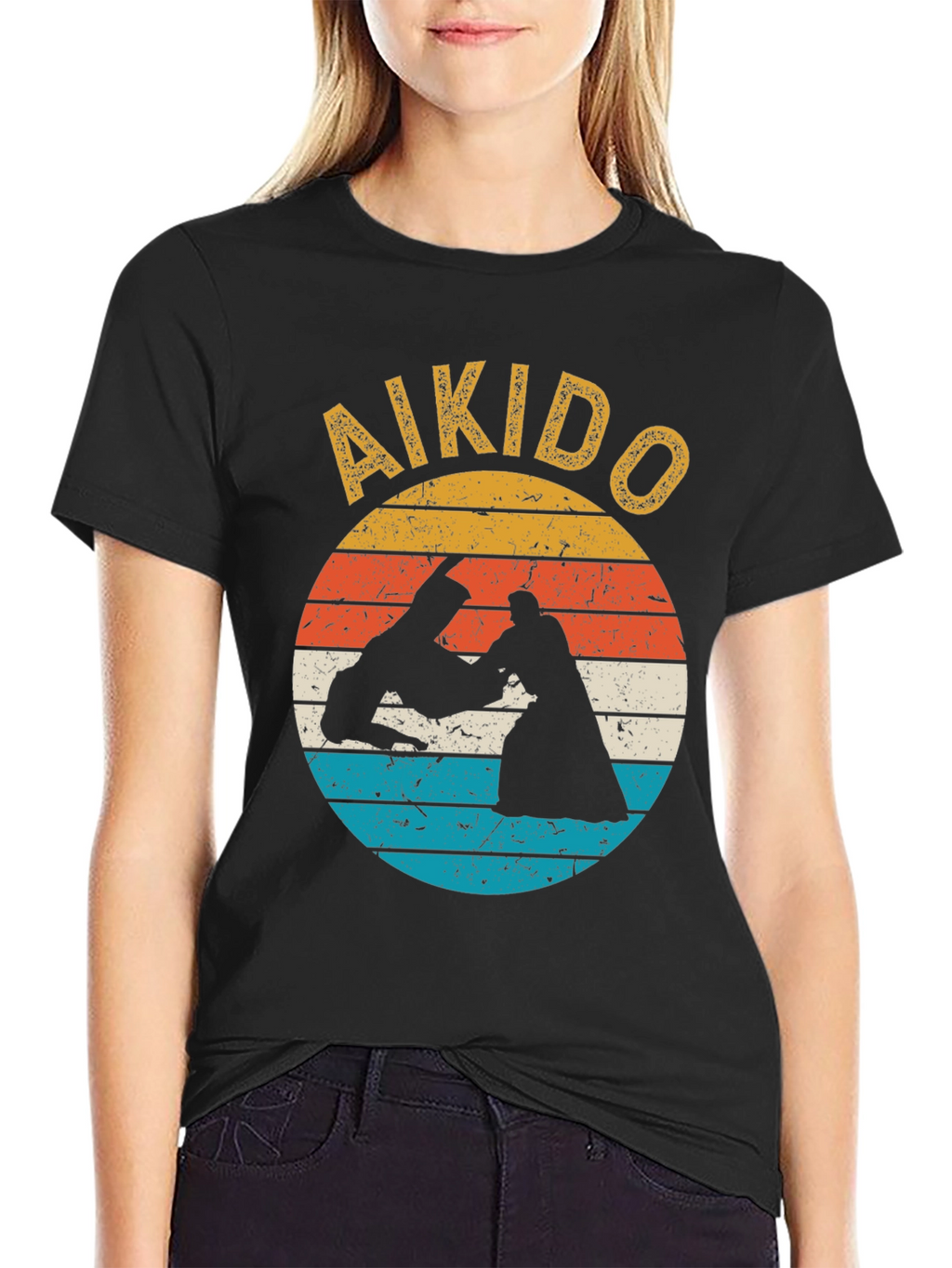 Aikido Retro Sunset T-Shirt - Martial Arts Training Tee