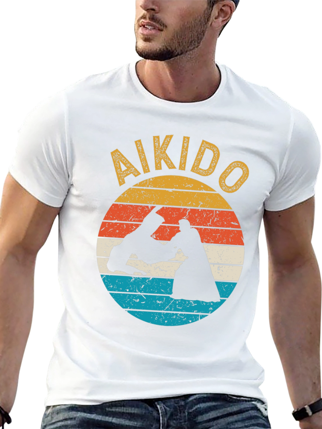 Aikido Retro Sunset T-Shirt - Martial Arts Training Tee